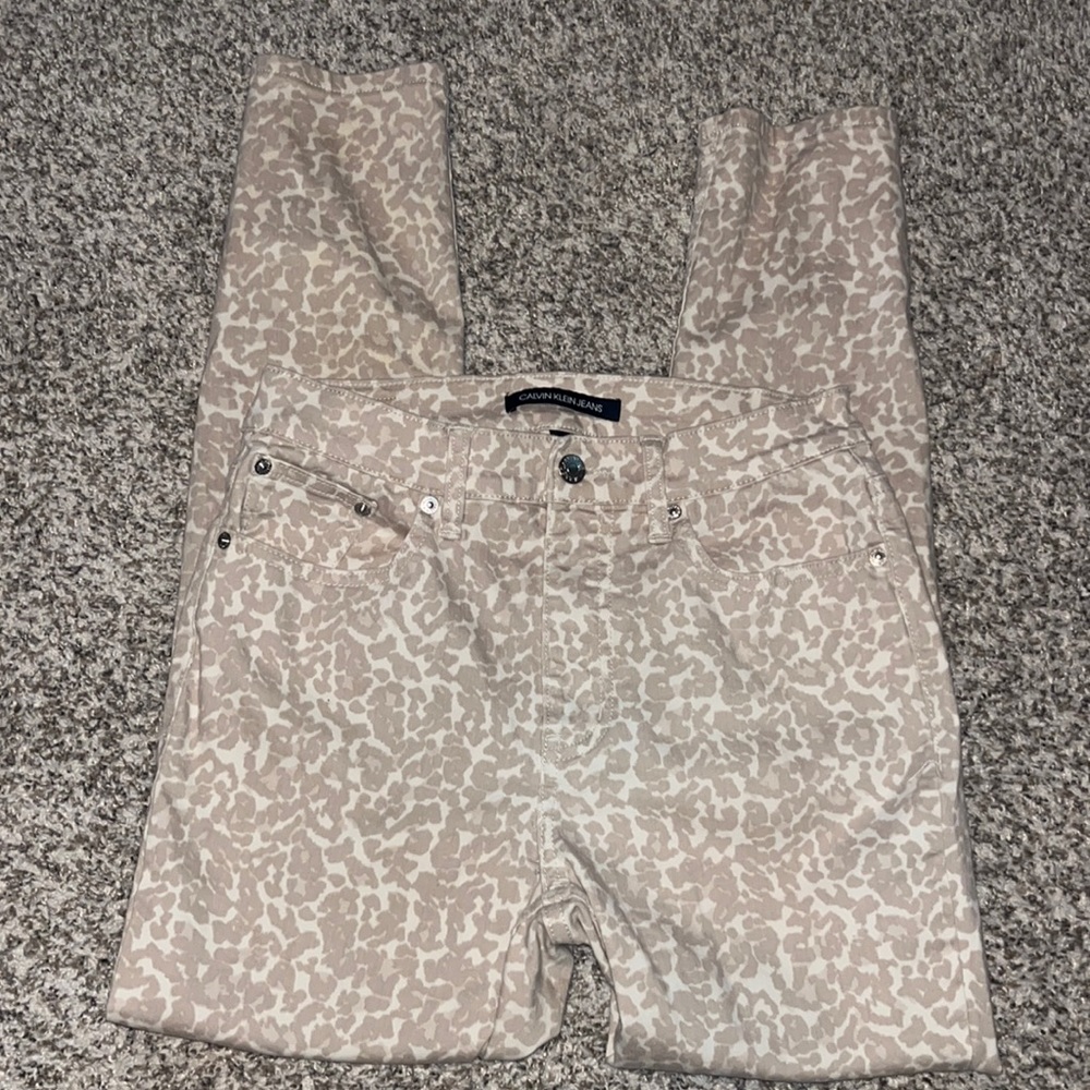 Calvin Klein cheetah print jeans